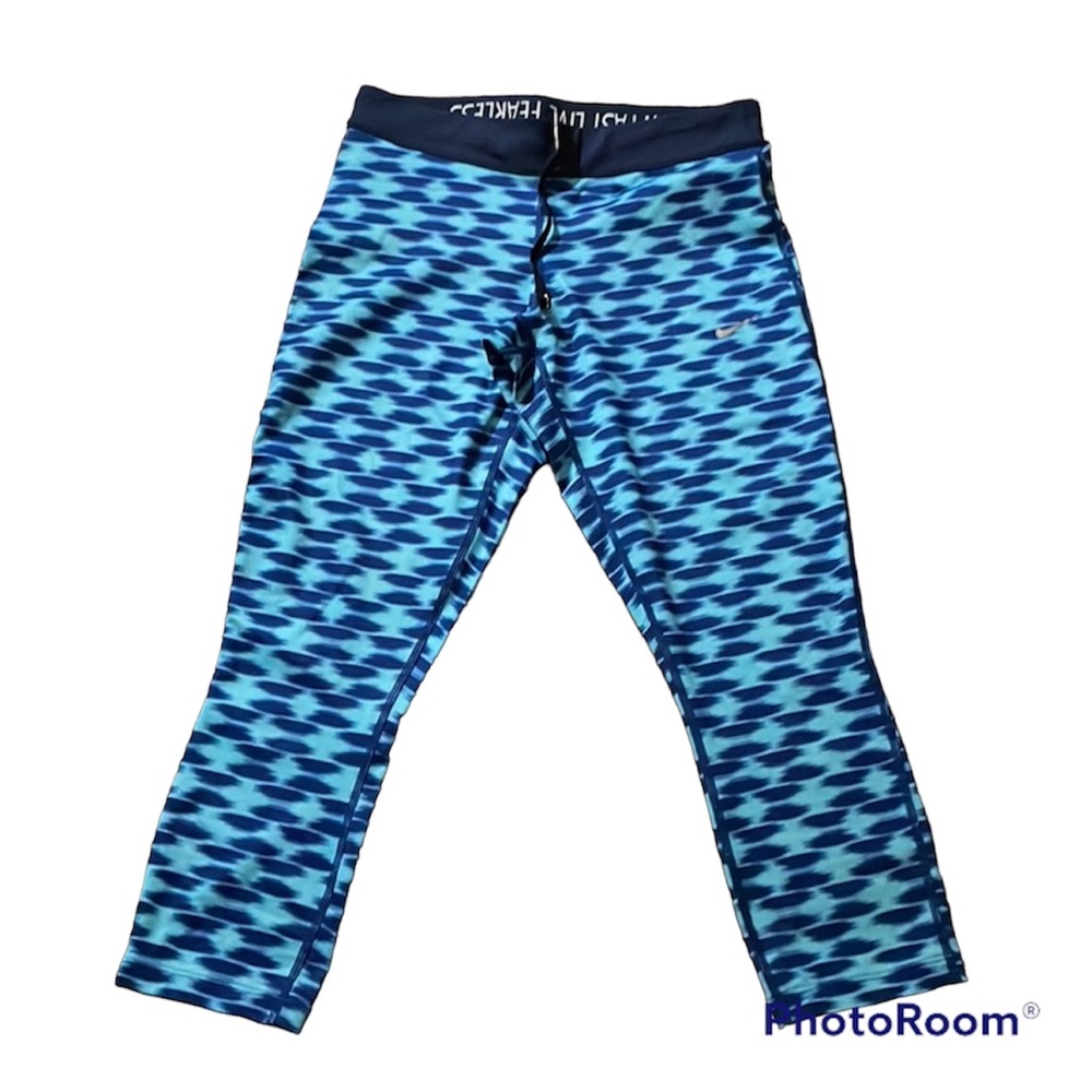 Nike Pants Blue Dri-Fit S Small Run Fast Live Fearless Capri Legging Jogging